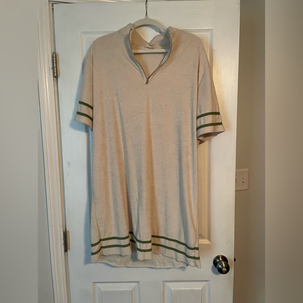 POL Cream Dress with Green Accents